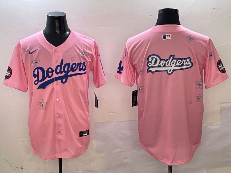 Men Los Angeles Dodgers Blank Pink Sakura Edition 2025 Nike MLB Jersey style 13